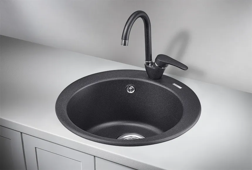 4801, ЧЁРНЫЙ, кухонная мойка, кварц GRANULA 4801-ST60