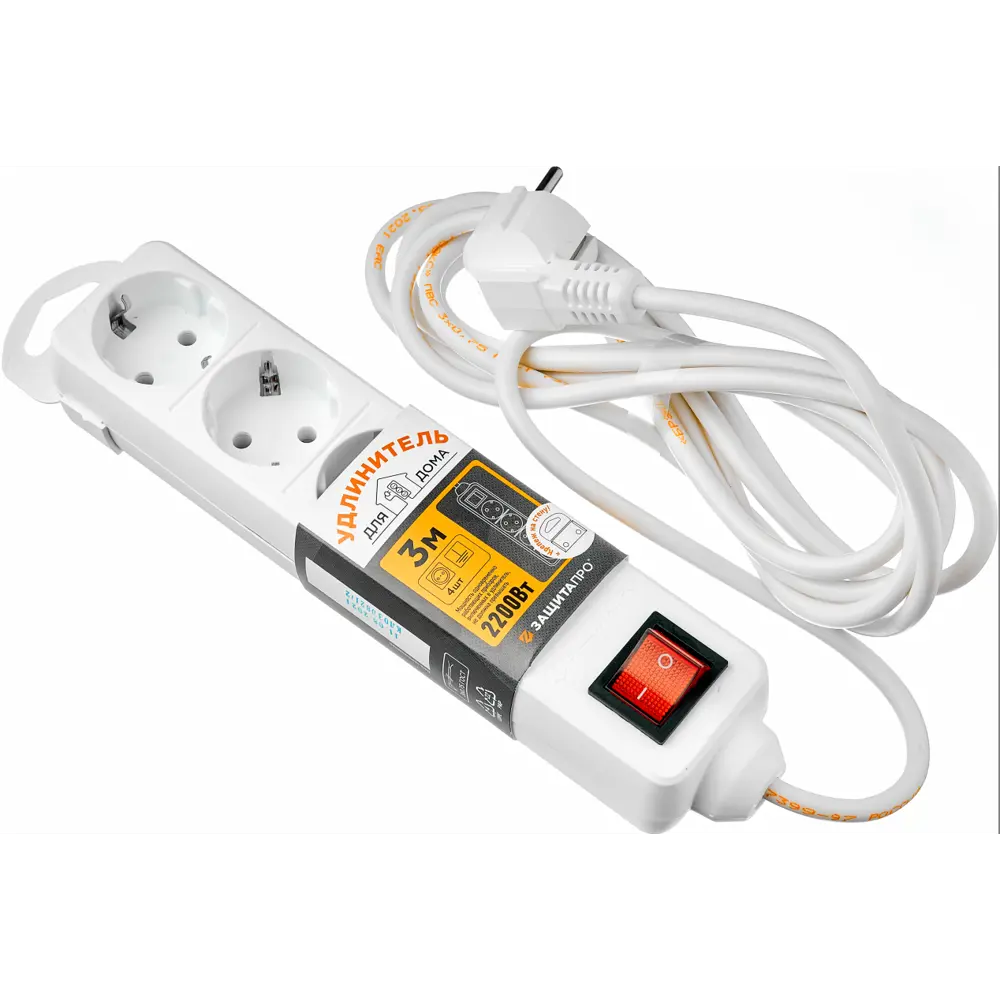 Удлинитель Защита Про с заземлением на 4 розетки, 3 метра 82741172 STLM-0035239 - Вид №3