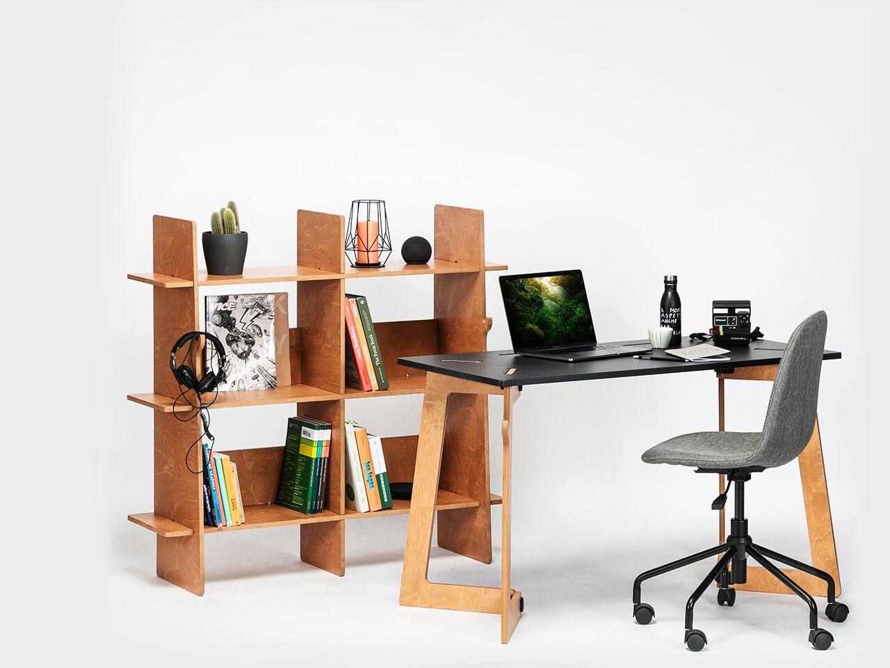 Модульный настенный книжный шкаф из березы Esposit Karya ARCH-00052050 - Вид №3