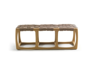 Скамья из массива дерева с кожаным сиденьем