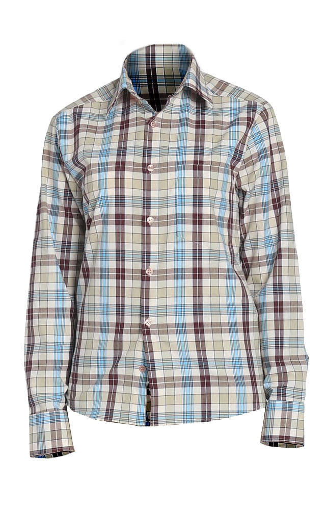 67812 Рубашка в клетку plaid beige (шотландка бежевая) HIPSTER  Толстовки, рубашки, футболки, тенниски  размер 40 (80) 