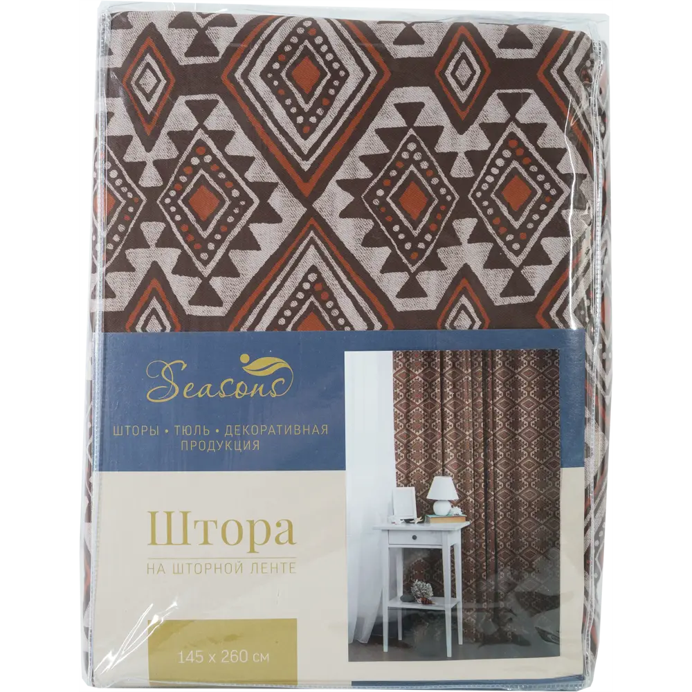 Штора на ленте «Этника» 145x260 см геометрия цвет коричневый SEASONS STLM-2036699 - Вид №4