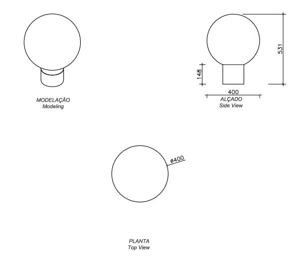 Бетонный шар боллард amop основы ARCH-00064400 - Вид №7