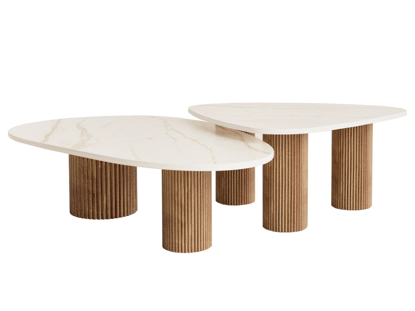 Журнальный столик из дерева и мрамора ANA ROQUE INTERIORS ARCH-00136417