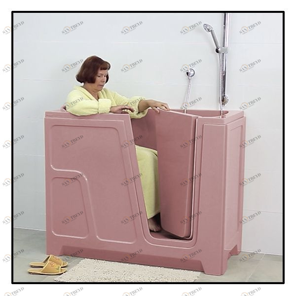 Ванна с дверцей Akcjum ODA 125-68-RH-R сидячая правосторонняя розовая ODA12568RHR