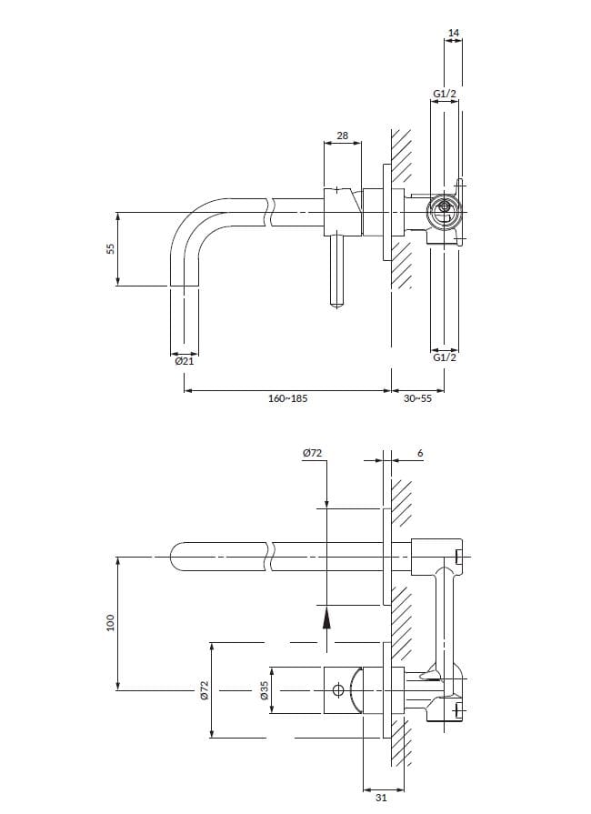 Настенный смеситель для раковины OMNIRES Y Y1215H ARCH-00106498 - Вид №21