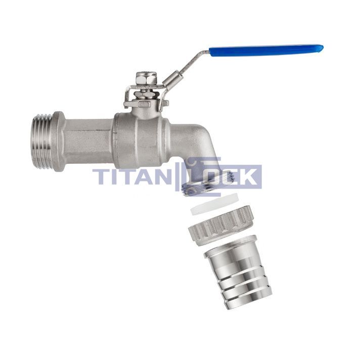 Кран шаровый водоразборный со штуцером, резьба BSP 1", нерж.сталь, TL100BCV TITAN LOCK  - Вид №4
