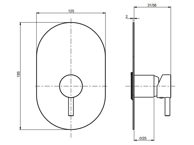 Встраиваемый однорычажный смеситель для душа Rubinetterie Frattini Pepe XL ARCH-00090578 - Вид №12