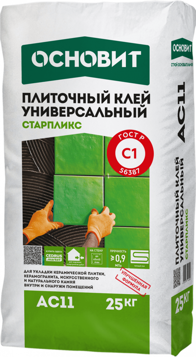 82234193 Клей для плитки АС11 25 кг Старпликс STLM-0022501 ОСНОВИТ