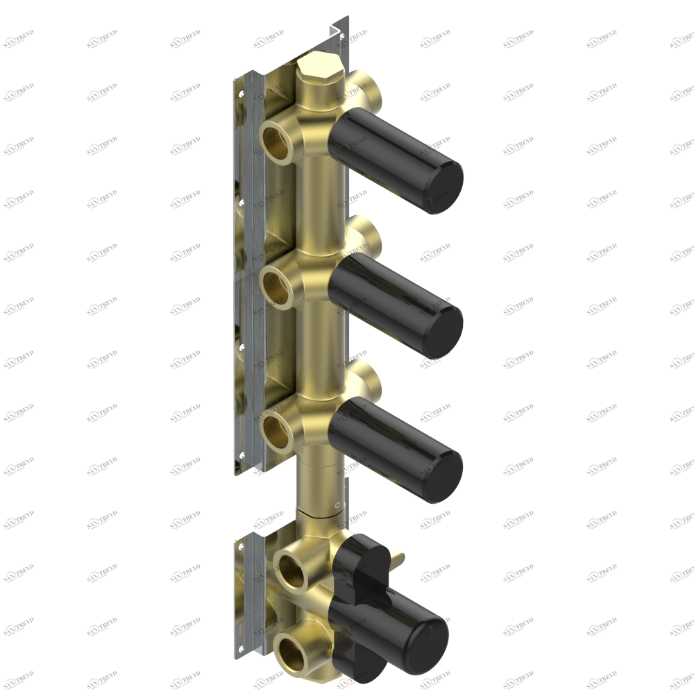 D1A-1430A Скрытая часть термостатического смесителя с 3 выходами Thg-paris Elliott Без отделки 