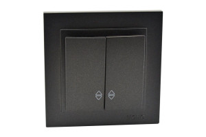 18378493 Двухклавишный проходной выключатель , графит 102-202023-111 MONO ELECTRIC Despina
