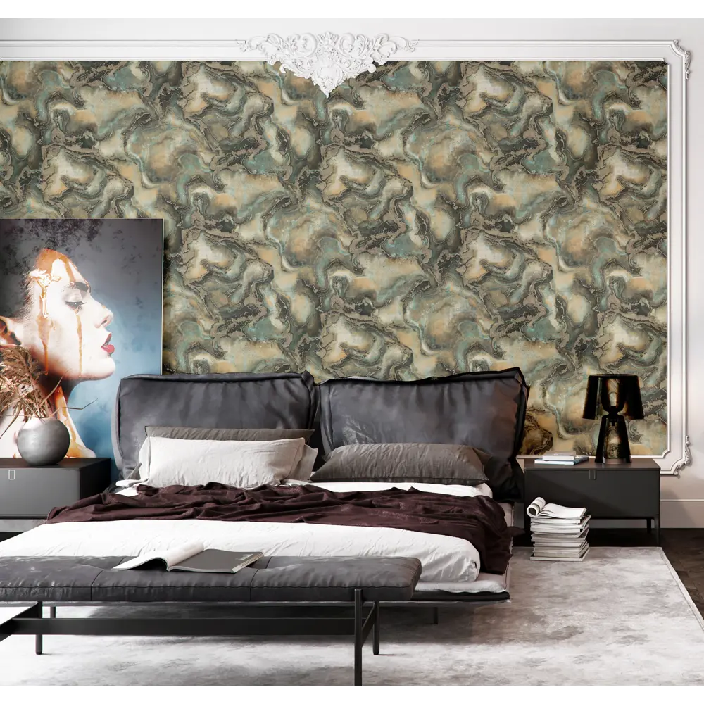 Обои флизелиновые Ovk Design D.Langer Ave зеленый 1.06 м 10663-05 88915288 STLM-2068502 Set 1 marble - Вид №2