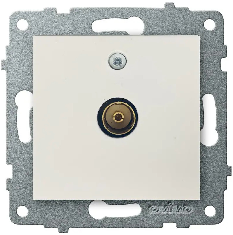 90539991 Розетка телевизионная встраиваемая Ovivo Loft M+K 600-000301-225 с заземлением цвет белый STLM-0271888