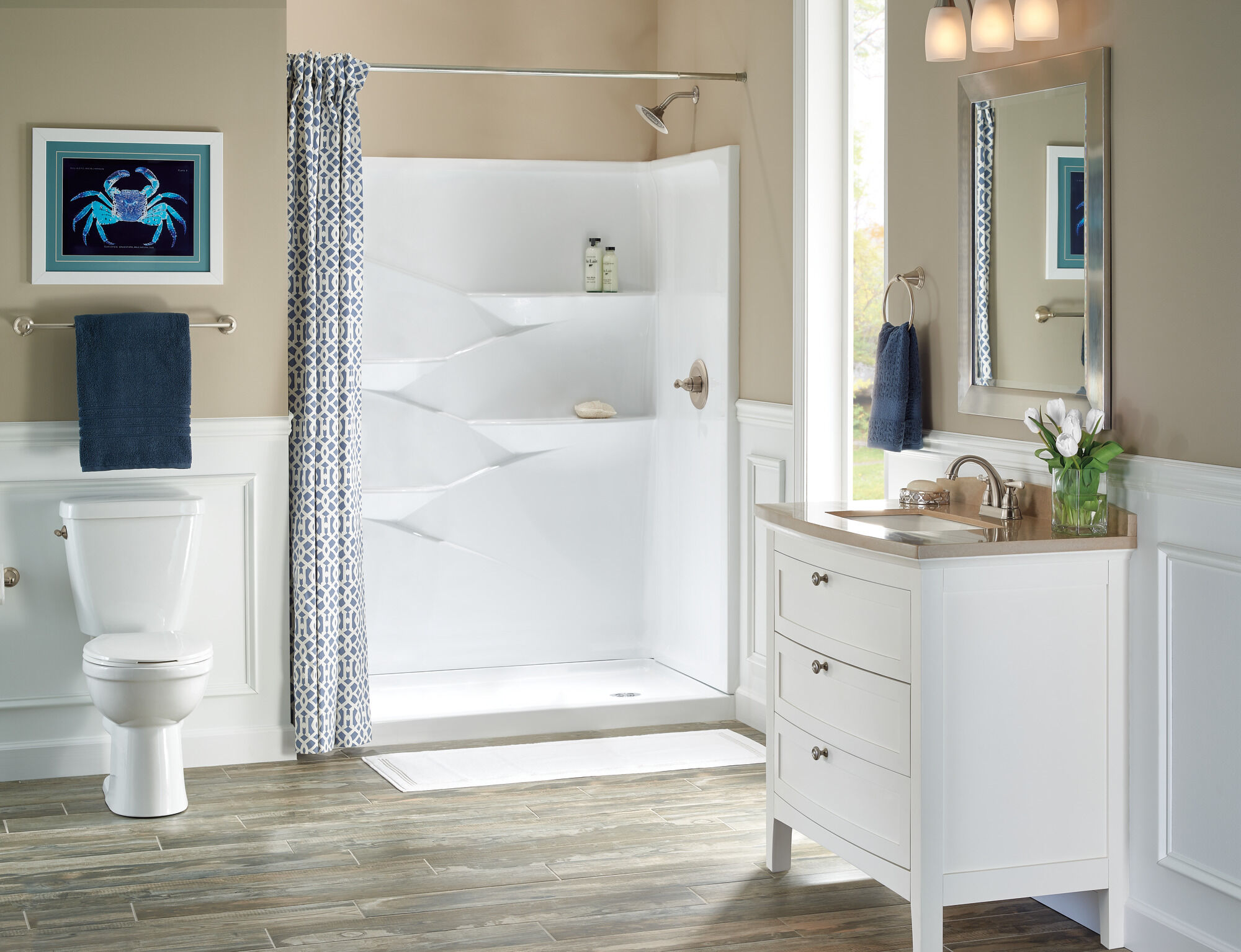 Правый слив душевого поддона 60 "x 32" Delta Faucet Laurel B78311-6032R-WH - Вид №1