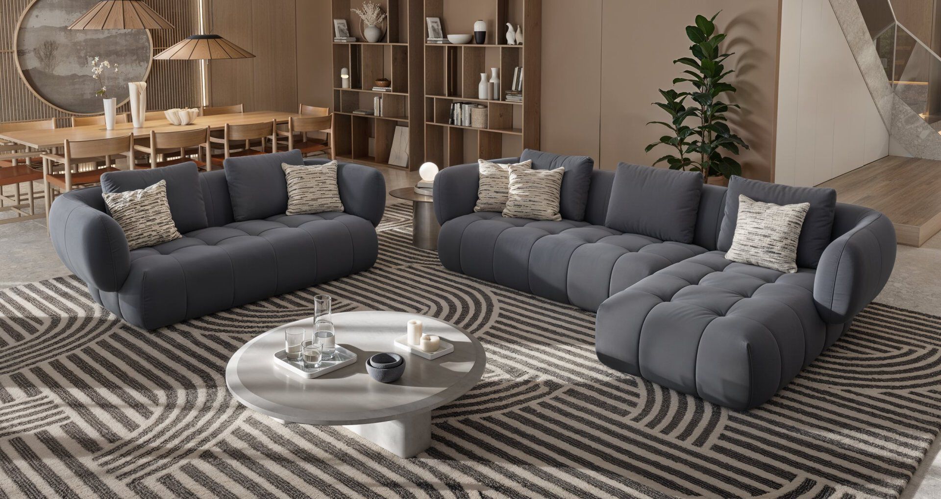 4-местный тканевый диван с полуостровом Sofanella море ARCH-00151944 - Вид №2