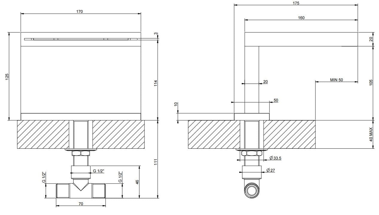 Настенный латунный водопад дозирующий носик для ванны Gessi прямоугольник ARCH-00080688 - Вид №2
