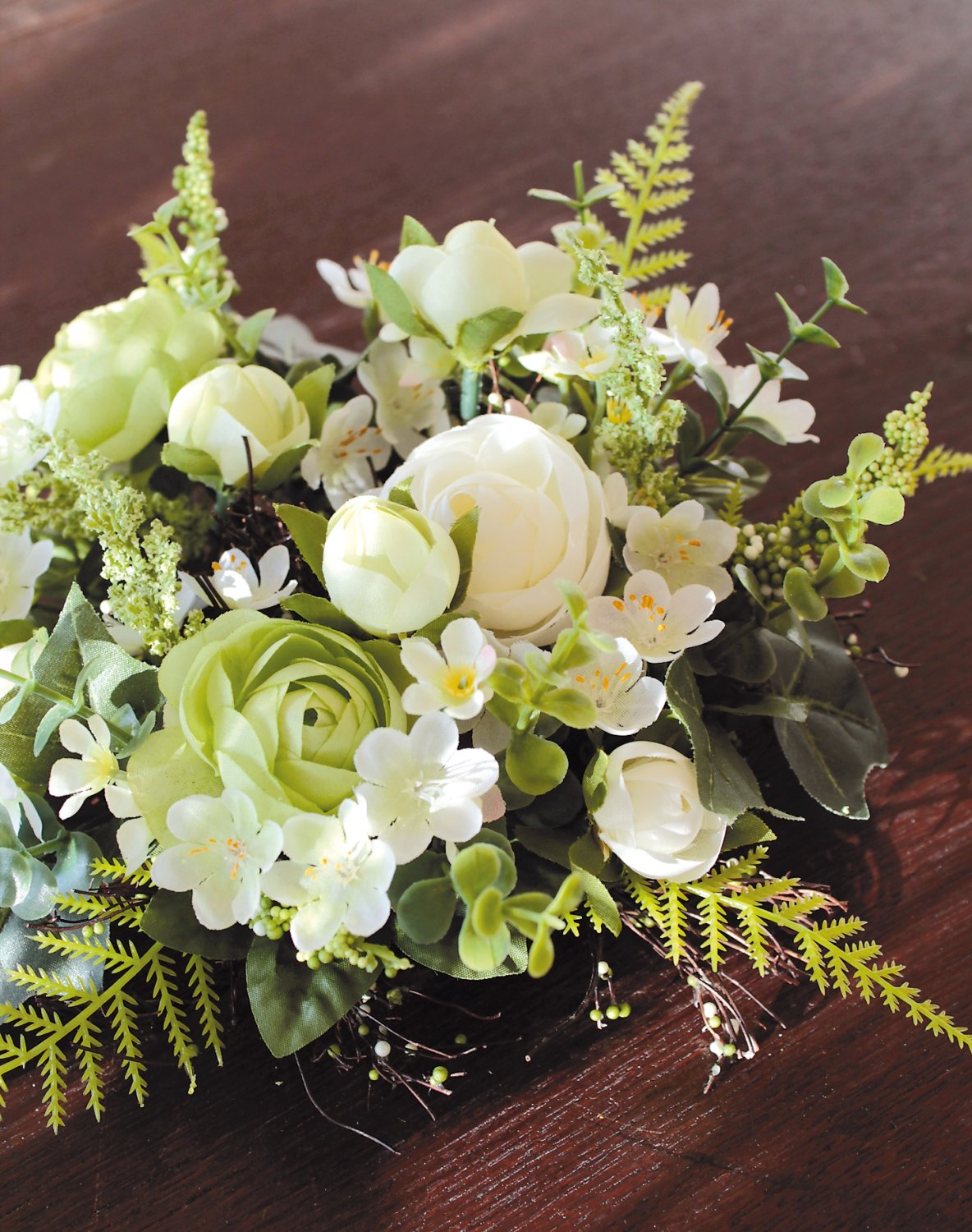 3161 778 a3 Искусственный венок 'Лютик-восковое растение', Ø 25 см, бежево-белый H-andreas  - Вид №1