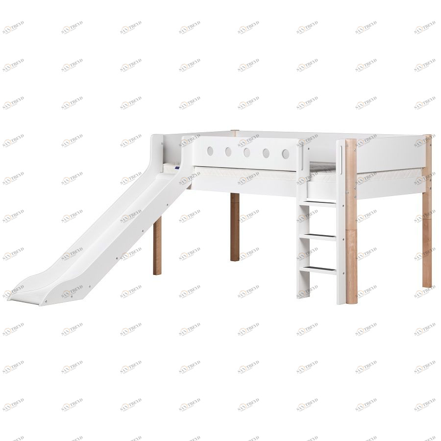 Кровать Flexa White с горкой, 200 см, белая лакированная 801731395