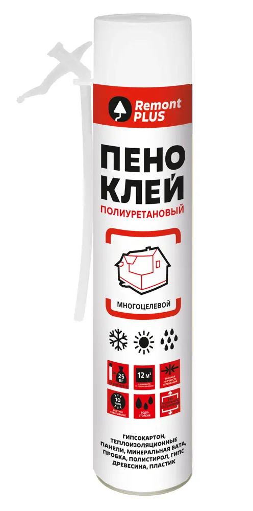 87507593 Клей-пена монтажный Remont PLUS Бытовой для различных поверхностей 750 мл STLM-0074344