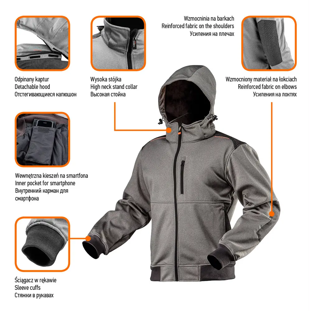 Толстовка Neo Softshell, отстегивающийся капюшон, размер XXXL 82775399 STLM-2201071 Neò  - Вид №1
