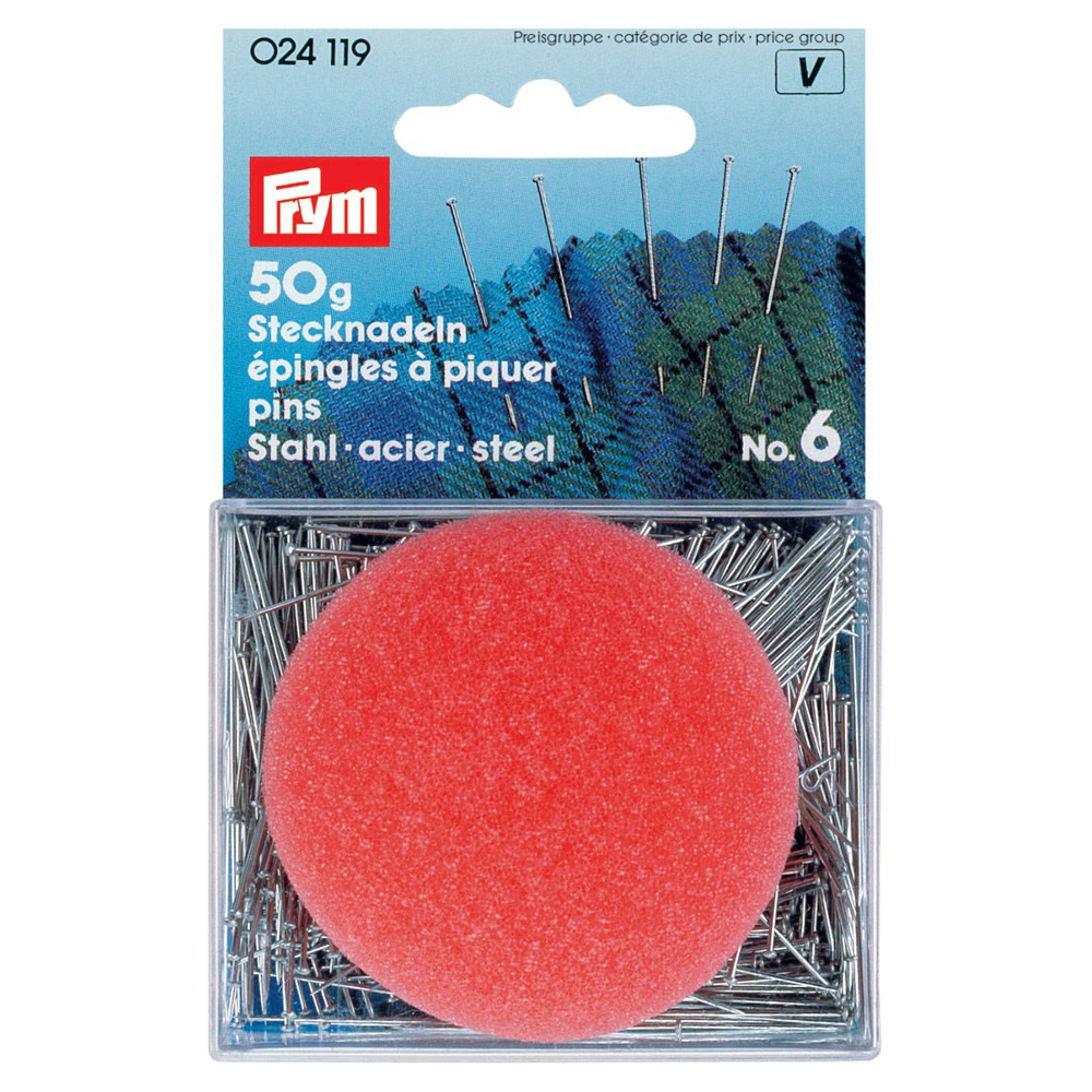 024119 Булавки №6 сталь 50 г в блистере серебристый PRYM 