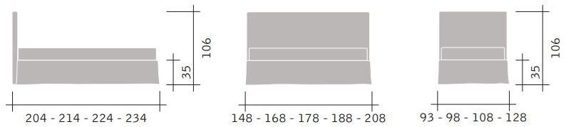 Flou Односпальная кровать из ткани с мягким изголовьем Notturno sun-id-1346657 - Вид №3