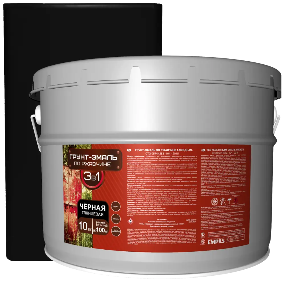 EMPILS Грунт-эмаль 3 в 1 по ржавчине черная 10 кг 82602944 STLM-0031207