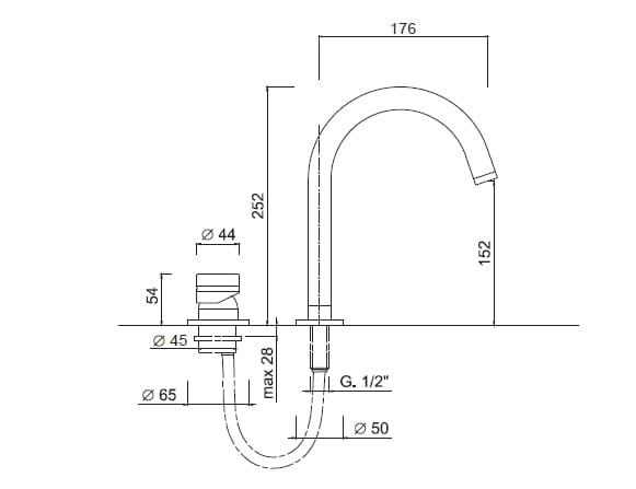 Смеситель для раковины с 2 отверстиями с поворотным горлышком Rubinetteria Giulini MyRing ARCH-00084403 - Вид №2