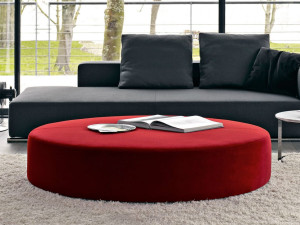 Круглый пуф из ткани