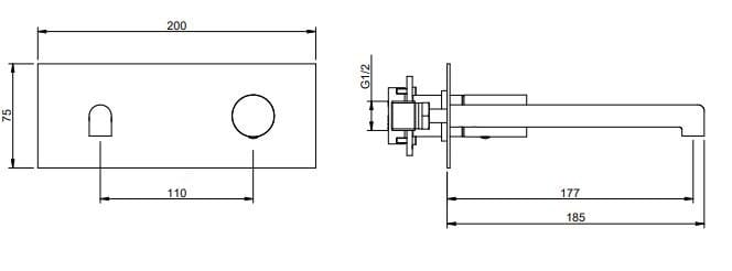 Латунный настенный смеситель для раковины с пластиной Rubinetterie Treemme T30 ARCH-00037847 - Вид №2