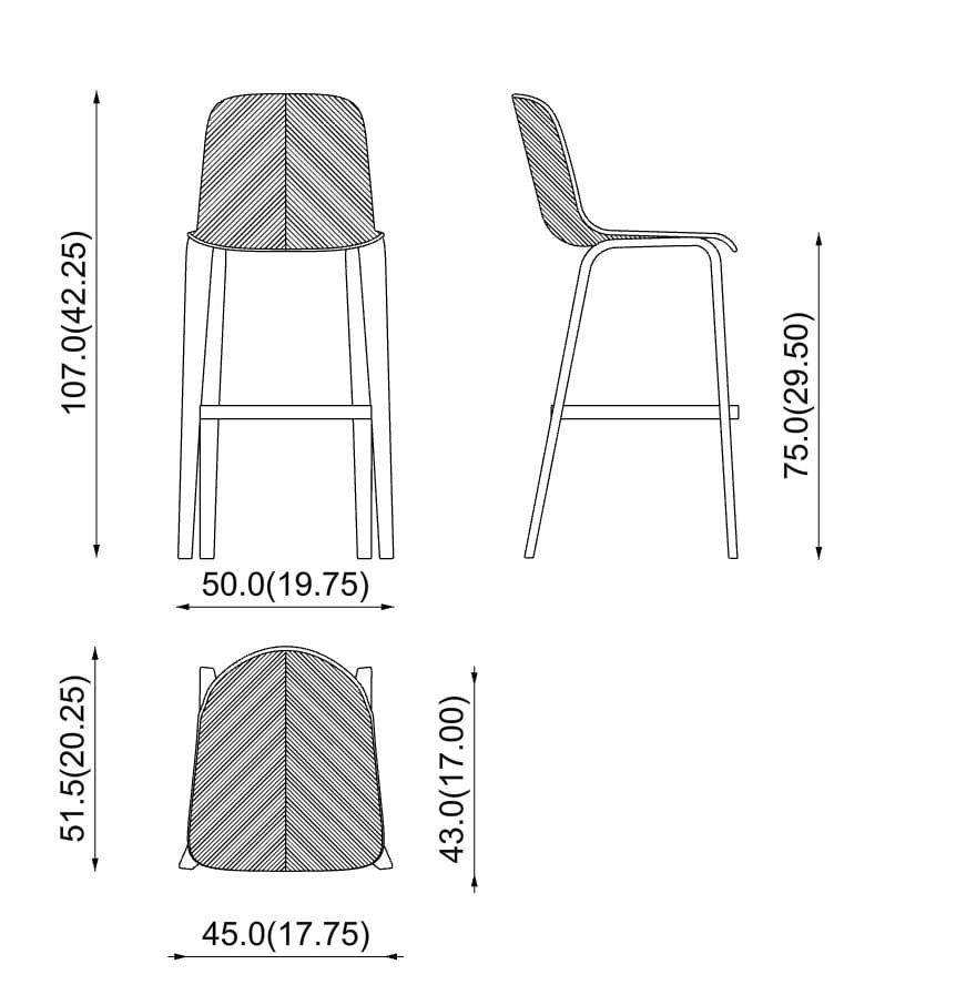 Высокий стул из стали и дерева PIAVAL Herringbone-Contract ARCH-00126750 - Вид №5