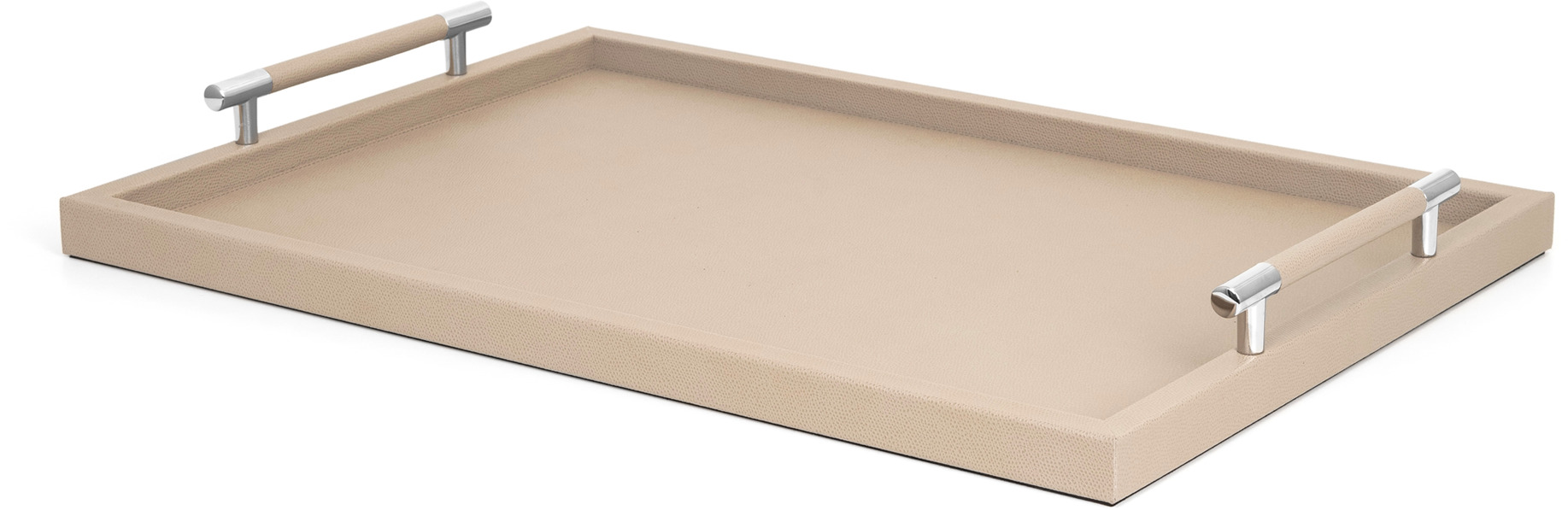 Поднос Дедало - 40X57,5 см/металл-хром/зернистая кожа-серо-коричневый