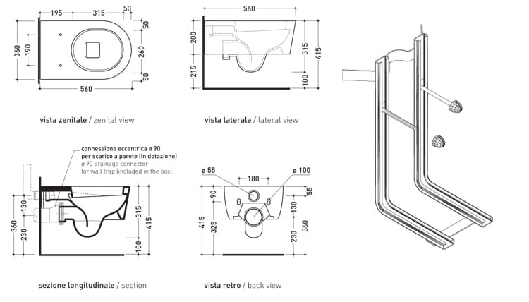 Керамический подвесной туалет Ceramica Flaminia ссылка ARCH-00035132 - Вид №3