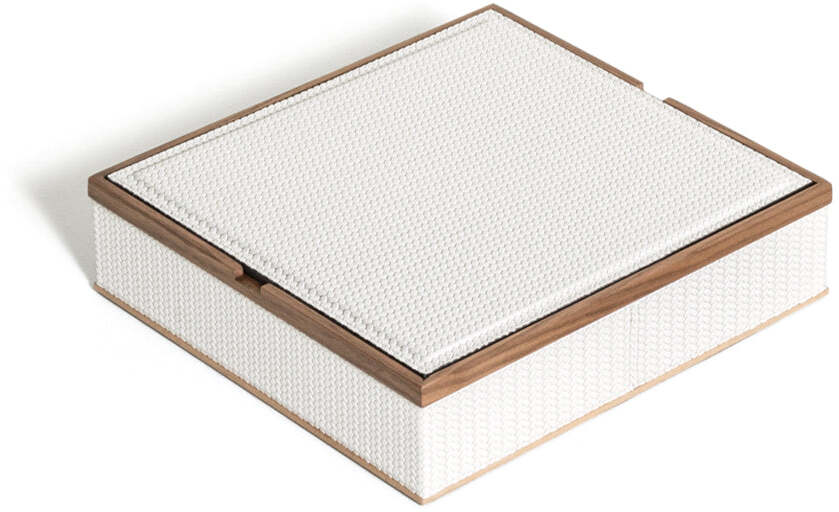 Квадратная коробка Астрея - 18,5X18,5XH5,5 см / плетеная кожа_верблюжья