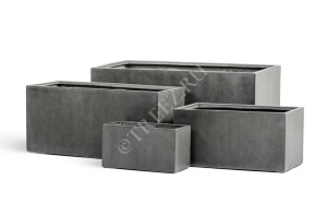 41.3319-02-019-GR-040 Кашпо  Effectory - серия Beton - Низкий прямоугольник - Тёмно-серый бетон Цветочная коллекция