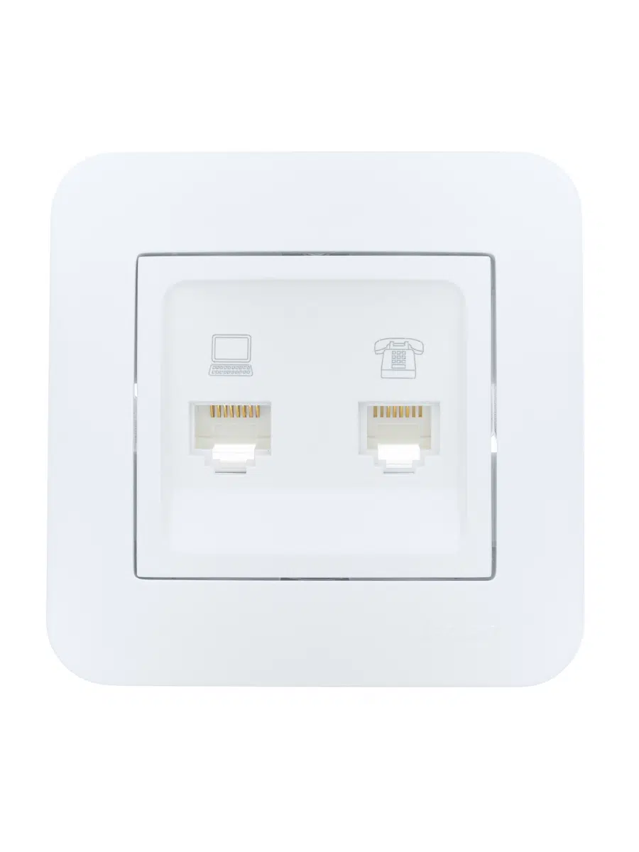 ASTI Розетка компьютер+телефон белая LEZARD 7081-0202-143 - Вид №1