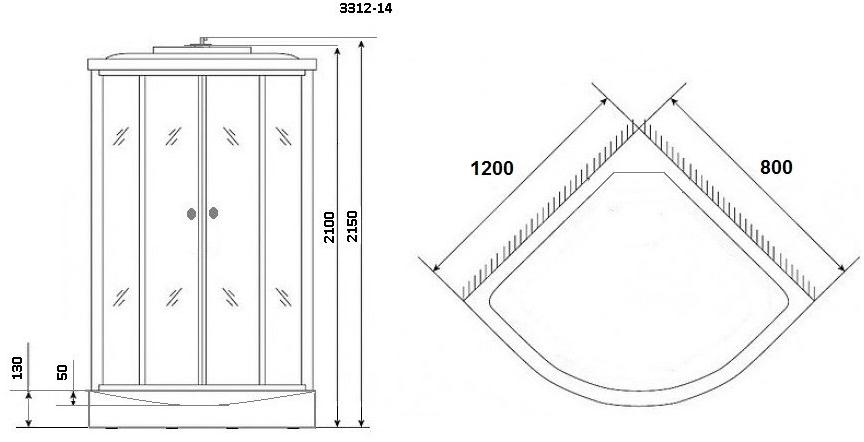 Душевая кабина NG- 3312-14R (1200х800х2150) низкий поддон стекло МАТОВОЕ Niagara Classic 33121423R - Вид №1