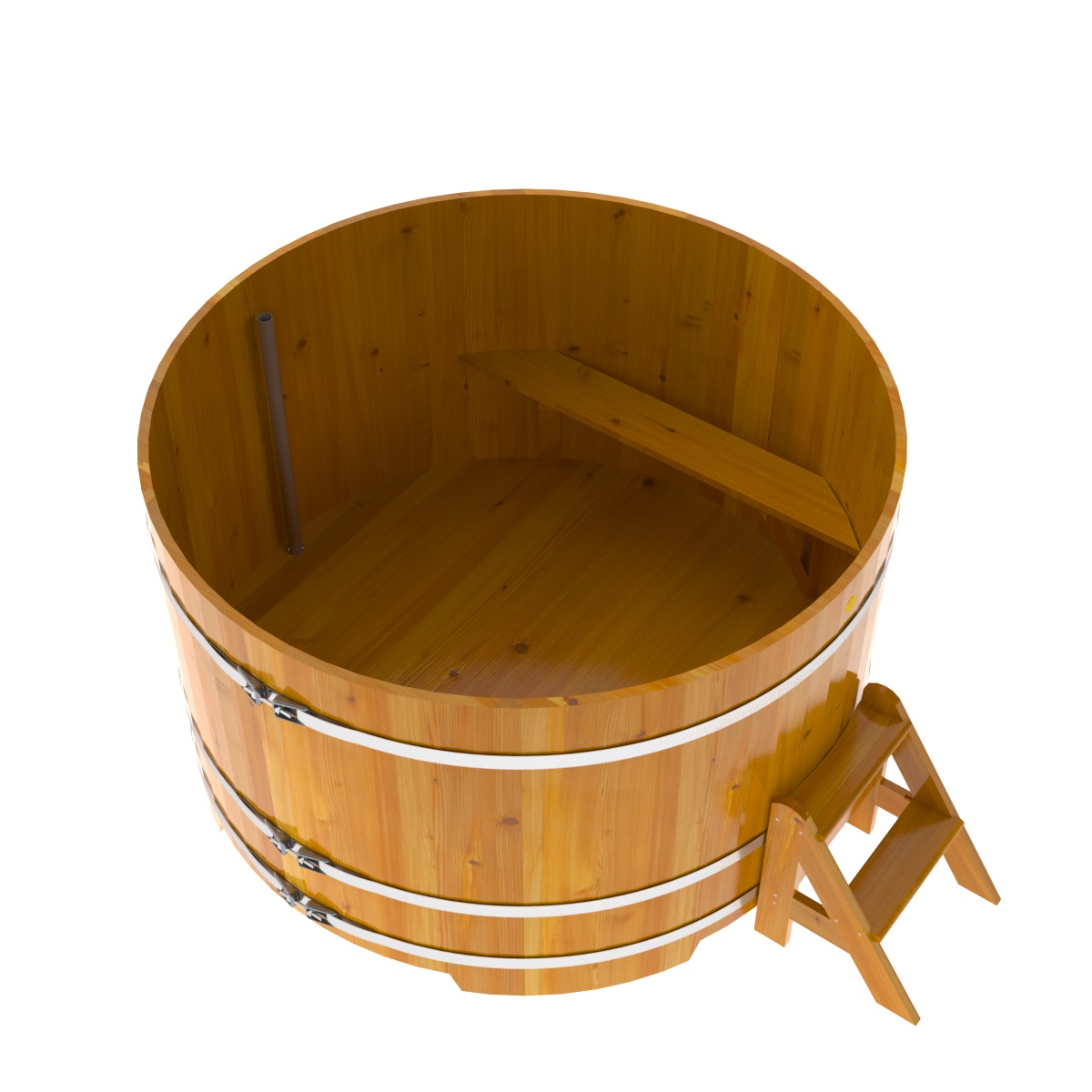 2239 Купель круглая из лиственницы Рустик d=1,80х1,1 натуральная Alyarus  - Вид №2