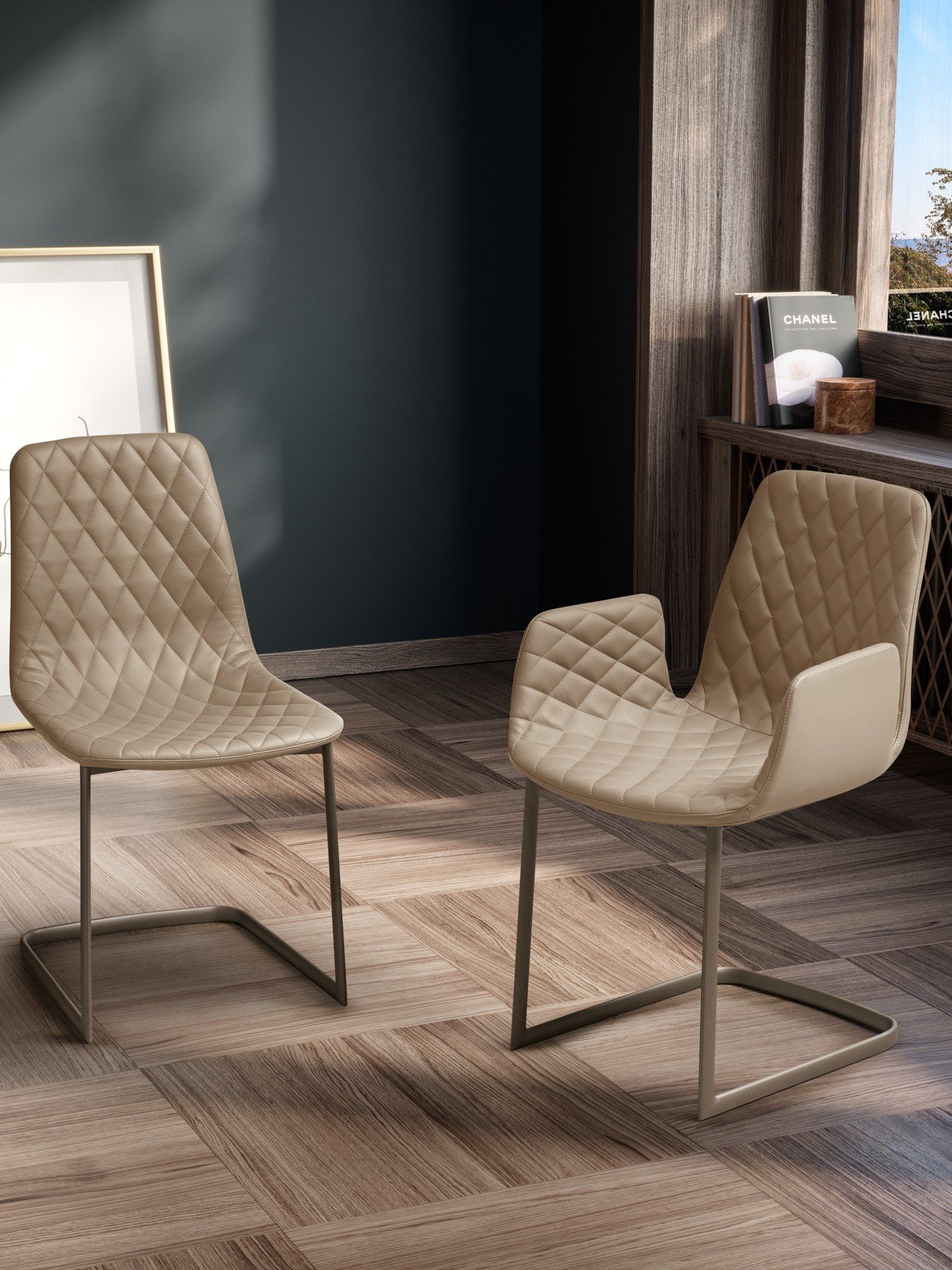 Кожаный мягкий консольный стул с подлокотниками EFORMA Lenny ARCH-00026612 - Вид №4