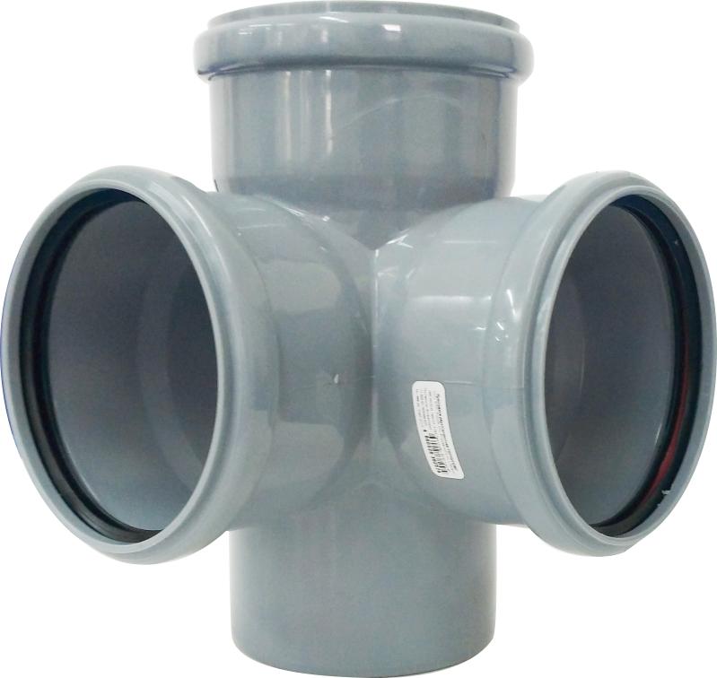 Крестовина канализационная двухплоскостная Д110х110х110мм 90 градусов Политек 6289 - Вид №1