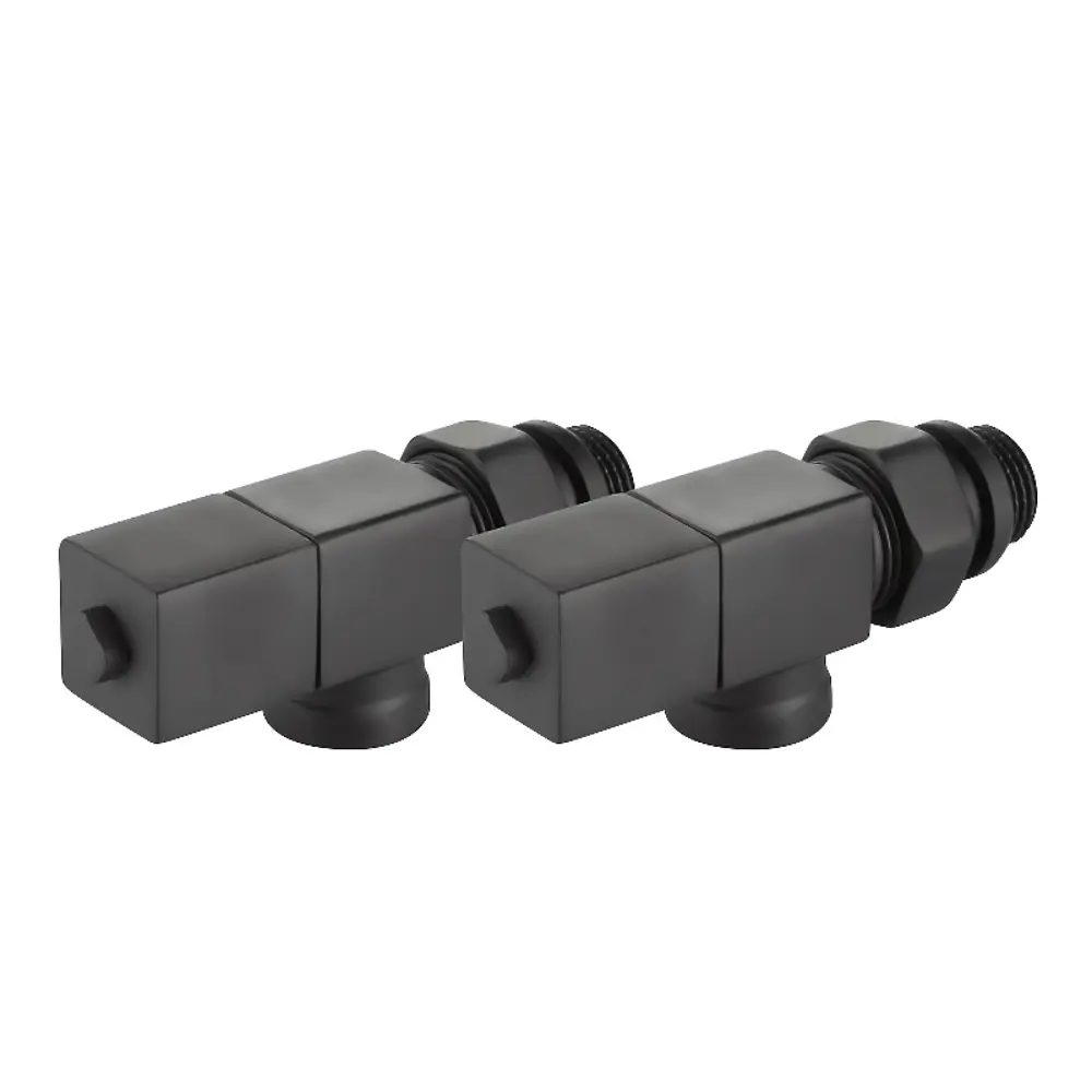 Набор вентилей для радиатора Royal Thermo Cube 1/2" осевой цвет черный STLM-2206041 - Вид №5
