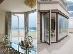 Алюминиевое и деревянное парящее окно