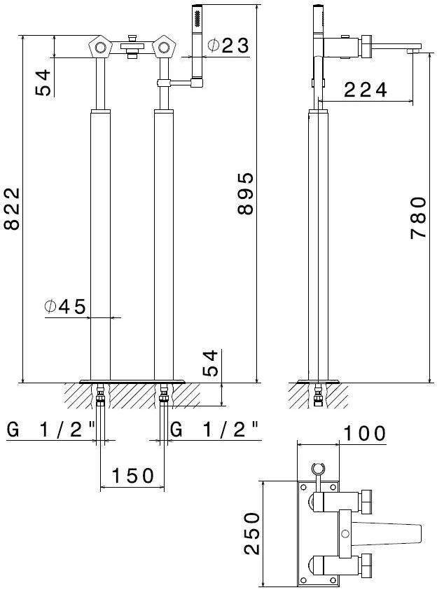 Отдельностоящая ванна с переключателем и ручным душем Park limited edition 69785c Santreyd - Вид №1