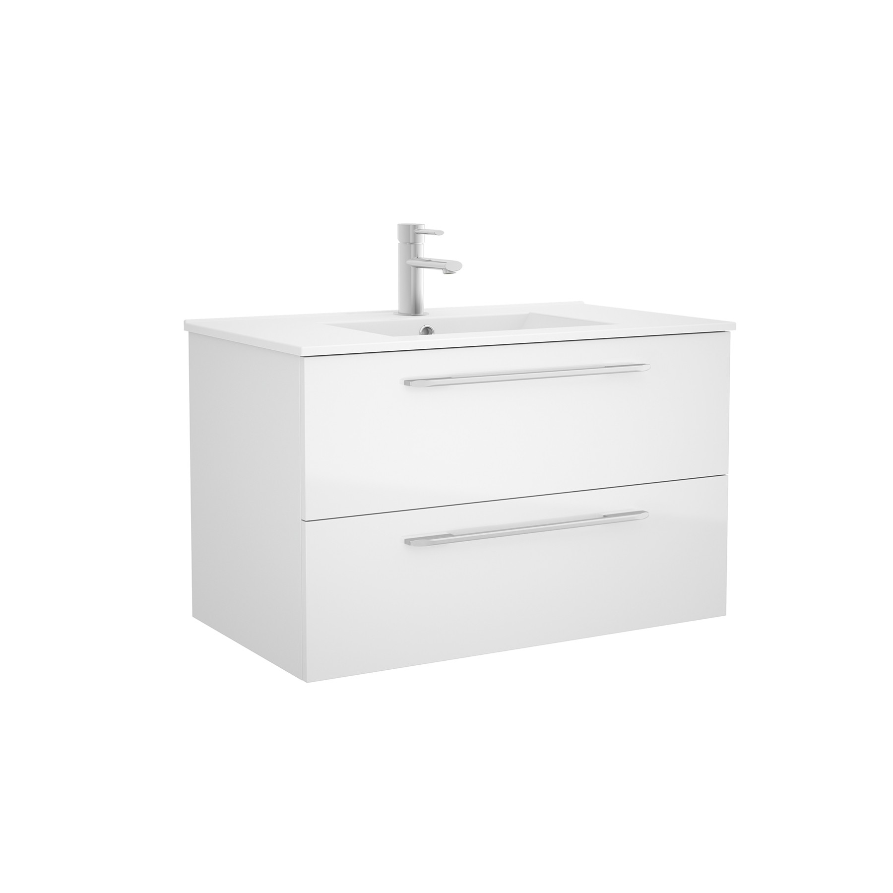 23299 SALGAR Мебель для умывальника FUSSION CHROME 900 2 ящика GLOSS WHITE 897 x 540 x 450 мм Глянцевый белый - Вид №1