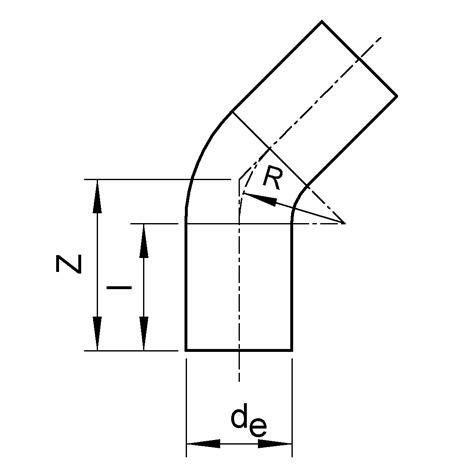 SANIT 171412517 45 ° изгиб, PE 100, SDR 17, длинные сварные  - Вид №1