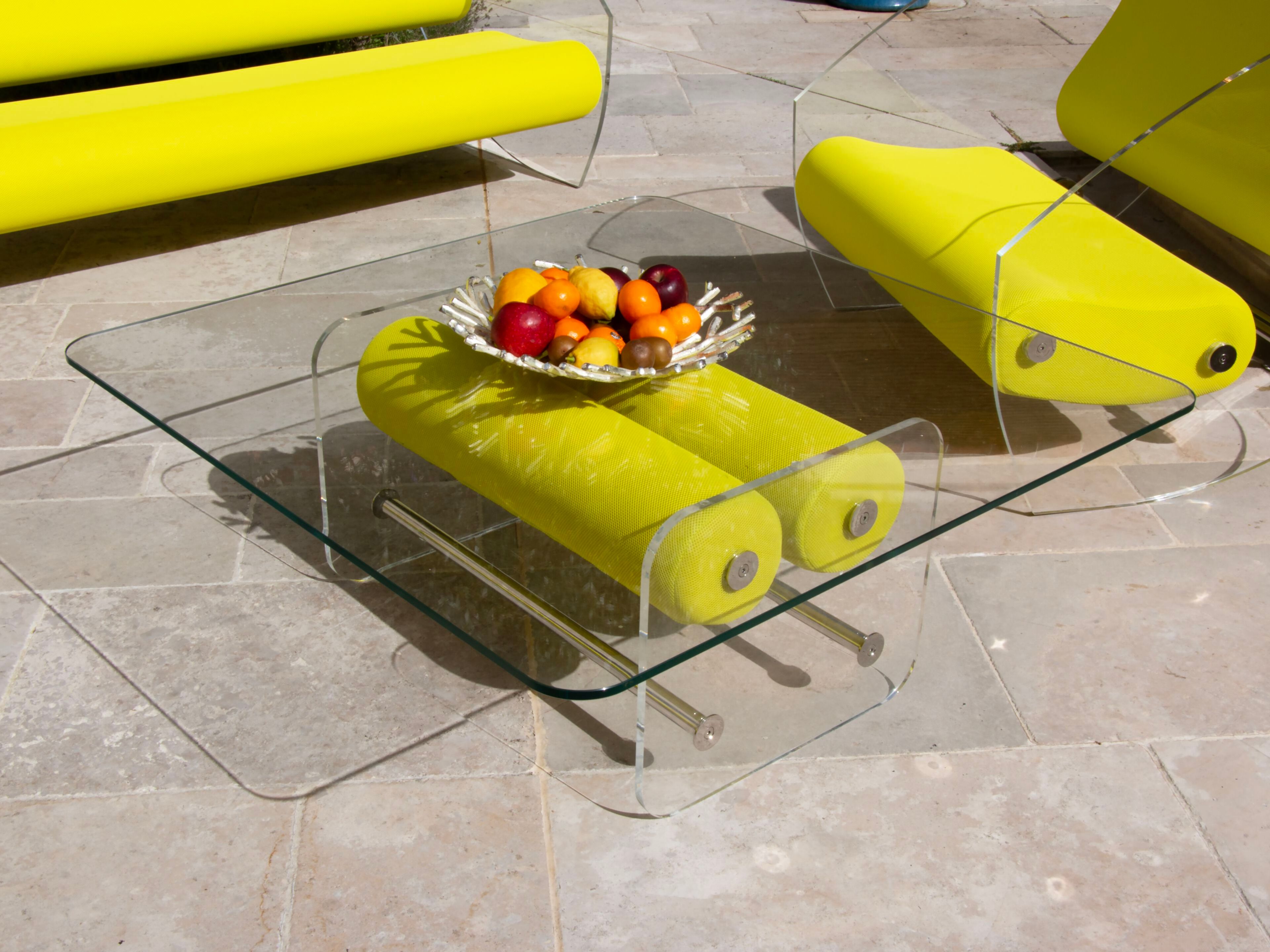 Квадратный стол из ПММА и стекла KUUMO COFFEE TABLE XL MW YELLOW ARCH-00097683