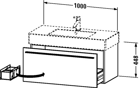 XL605304747 Тумбочка подвесная X-Large #XL6053 1000 x 468 мм Каменно-синий глянцевый лак Duravit - Вид №1