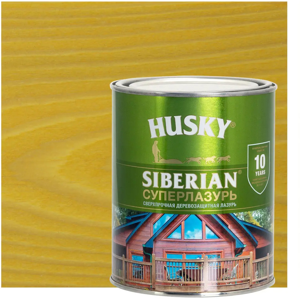 84392246 Лазурь для дерева Husky Siberian Суперлазурь цвет калужница 0.9 л STLM-0049179