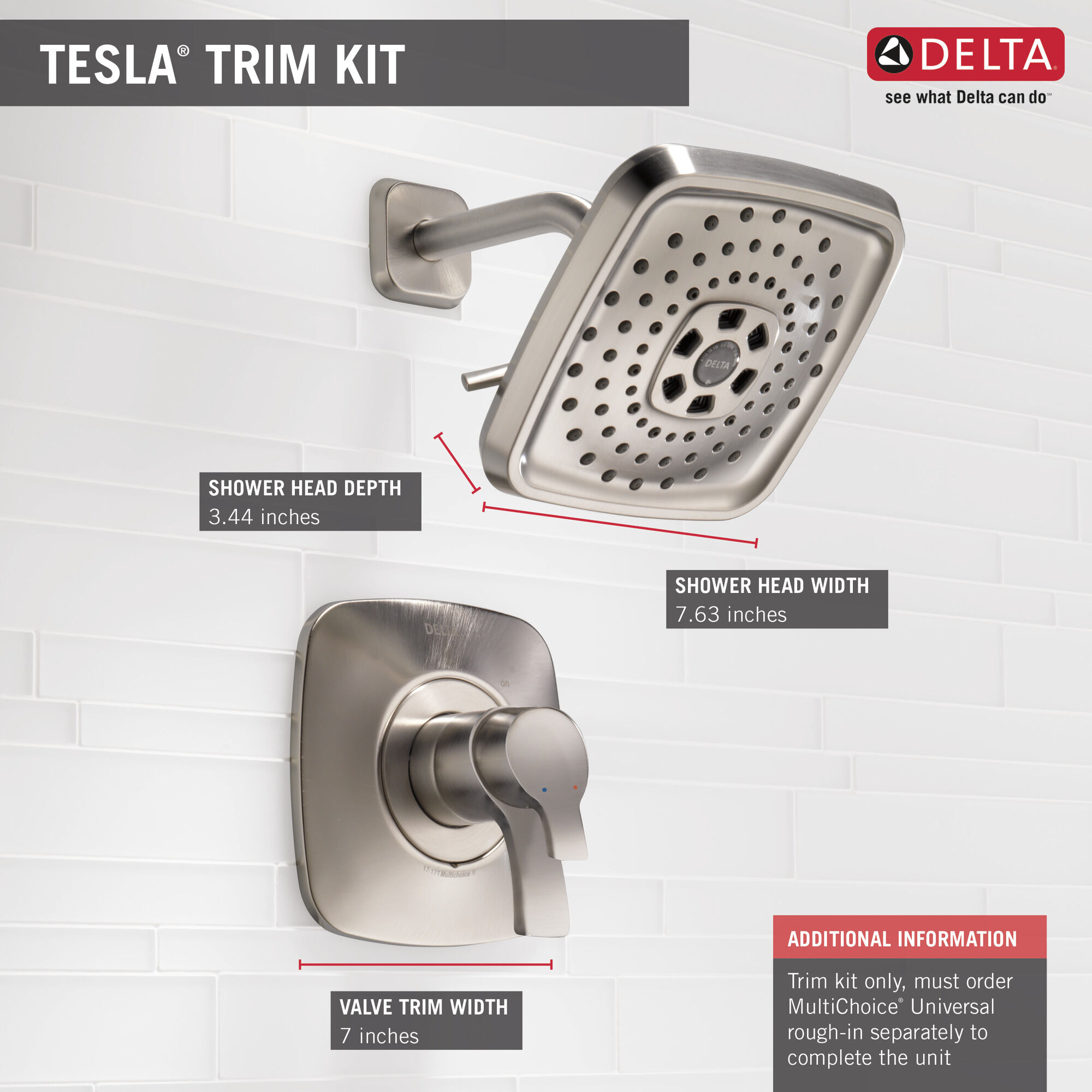T17252-SS Накладка для душа Monitor® 17 серии H2Okinetic® Delta Faucet Tesla Нержавеющая сталь - Вид №1