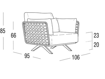 Плетеное кресло с полиэфирной веревкой и подлокотниками Roberti Armàn ARCH-00111387 - Вид №6